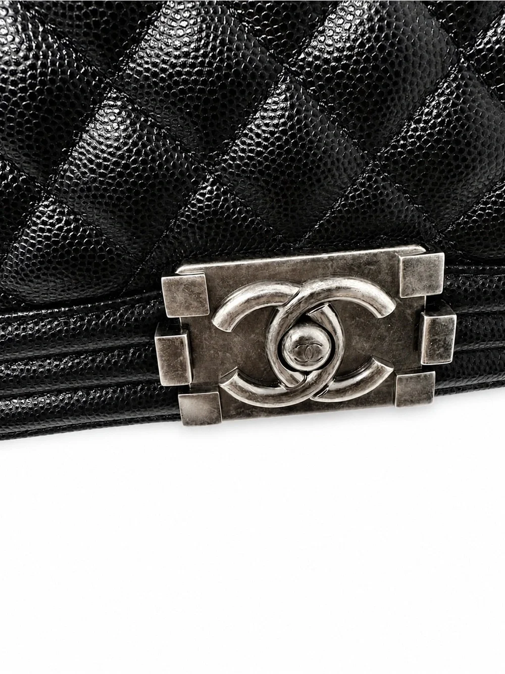 CHANEL Black Quilted Boy Bag with Silver Hardware